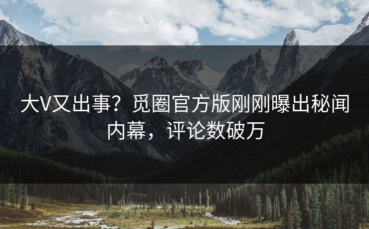 大V又出事？觅圈官方版刚刚曝出秘闻内幕，评论数破万