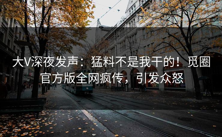 大V深夜发声：猛料不是我干的！觅圈官方版全网疯传，引发众怒