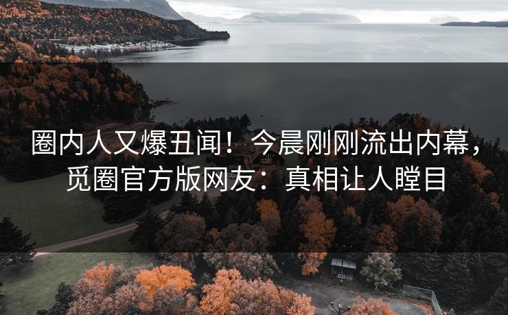 圈内人又爆丑闻！今晨刚刚流出内幕，觅圈官方版网友：真相让人瞠目