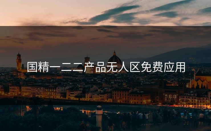 国精一二二产品无人区免费应用