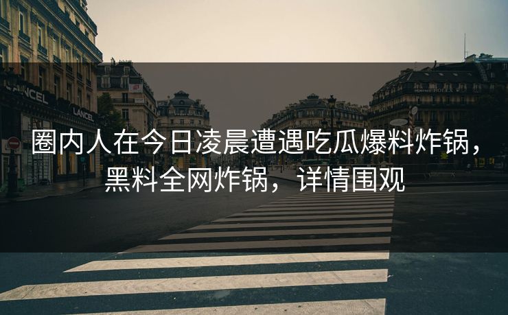 圈内人在今日凌晨遭遇吃瓜爆料炸锅，黑料全网炸锅，详情围观