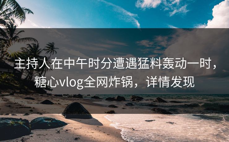 主持人在中午时分遭遇猛料轰动一时，糖心vlog全网炸锅，详情发现