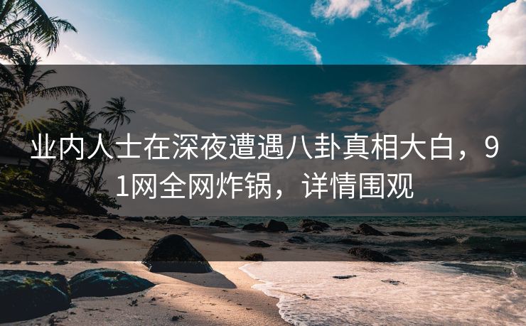 业内人士在深夜遭遇八卦真相大白，91网全网炸锅，详情围观