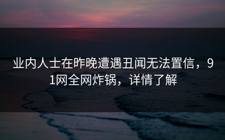 业内人士在昨晚遭遇丑闻无法置信，91网全网炸锅，详情了解